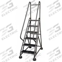 COTTERMAN Rolling Ladder: 4.5 ft Platform Ht, Partially Assembled, Steel, Wt-Actuated Auto-Lock (MPN ST-621 A2 C1 P5). Key specifications — Includes Handrails: Handrails Included; Material: Steel; Brand: COTTERMAN; Color: Gray.
