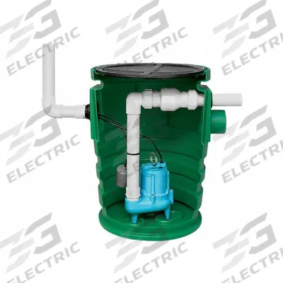 LITTLE GIANT Grinder Pump System: Plastic, 1 hp, 115V AC, 49 gpm @ 10' of Head, 51 ft Max. Head - Simplex Sewage Grinder Pump Packages