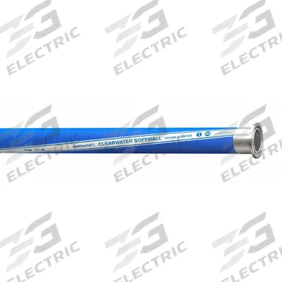 CONTINENTAL Discharge Hose: 2 in Hose Inside Dia., 5 ft Hose Lg, 150 psi, Blue - Polyethylene Potable Water Discharge Hose Assemblies with Smooth EPDM Cover and Synthetic Spiral-Plied Fabric Reinforcement
