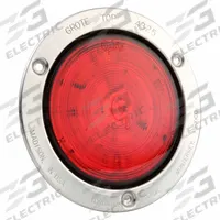 GROTE Stop/Turn/Tail Light: LED, Stop Light, Red, Round, 4 5/16 in Overall Dia, 4 5/16 in Overall Ht (MPN 53192). Key specifications — Standards: FMVSS 108; Electrical Connection: Male Pin; Brand: GROTE; Installation Type: Permanent; Lens Color: Red; Mount Type: Flange; Lighting Technology: LED; Light Type: Stop Light.