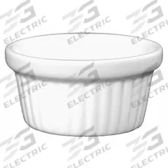 ITI Fluted Ramekin: 2.75 oz Capacity, Vitrified Stoneware, White, Microwaveable, Dishwasher Safe (MPN RAMF-234-EW). Key specifications — Microwaveable: Yes; Oven Safe: No; Brand: ITI; Material: Vitrified Stoneware; Color: White; NSF Certified: No; Dishwasher Safe: Yes.