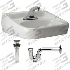 ZURN Bathroom Sink: Z5350 Std Lavatories, White, Vitreous China, Sensor, 19 1/2 in Overall Lg (MPN Z5354.664.1.07.00.0). Key specifications — Series: Z5350 Standard Lavatories; Includes: Fixture; Color: White; Brand: ZURN; Sink Type: Bathroom; Material: Vitreous China; Sink Material: Ceramic.