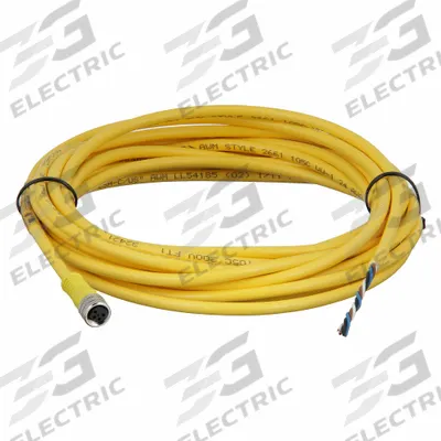 BRAD HARRISON Cordset: M8 Female Straight X Bare Wire, 4 Pins, Yellow, PVC, 5 m Cable Lg - Single-Ended Cordsets with PVC Jacket for Flexing Applications