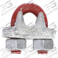 CROSBY Wire Rope U-Bolt Clip: 3/8 in Compatible Rope Dia, 6 1/2 in Rope Turnback Lg, Steel, Forged (MPN 1010097). Key specifications — Fabrication: Forged; Color: Red; Material: Steel; Brand: CROSBY.