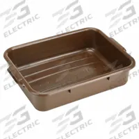 CRESTWARE Bus Tub: Brown, 5 in Overall Ht, 15 1/2 in Overall Wd, 22 1/2 in Overall Lg, Plastic (MPN BT5BR). Key specifications — Color: Brown; Product Type: Bus Tub; Brand: CRESTWARE; Material: Plastic; NSF Certified: Yes.