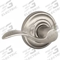 SCHLAGE RESIDENTIAL Door Lockset: Passage Lever Locksets, Nickel (MPN F10 ACC 619 AND). Key specifications — Ligature Resistance: Not Ligature-Resistant; Brand: SCHLAGE RESIDENTIAL; Lockset Function ANSI Code: F75; Visual Indicator Message: No Message; Lockset Style: Accent; ADA Compliant: No; Finish: Satin Nickel-Plated, Clear Coated : Brass.