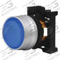 EATON Extended Push Button: Blue, 22 mm Mounting Size, Non-Metallic, Momentary (MPN M22-DGLH-B). Key specifications — Brand: EATON; Action: Momentary; Series: M22; Push Button Material Type: Non-Metallic.