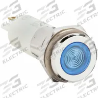 APPROVED VENDOR Flush Panel Light: 12 mm Panel Mounting Hole Dia, LED, Blue, Flush Head, H12 (MPN 24M130). Key specifications — Brand: APPROVED VENDOR; Electrical Connection: 0.11 Male Quick Disconnect.