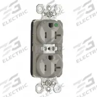 PASS & SEYMOUR Receptacle: Hospital Grade, Duplex, 5-20R, Gray, 125V AC, 20 A, 2 Pole / 3 Wire (MPN PTTR8300GRY). Key specifications — attr1367147: PASS & SEYMOUR.