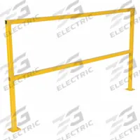 VESTIL Safety Handrail: Toe Board Not Included, 4 in x 4 in, Bolt-On Rail Mounting, 2 Rail Levels (MPN SQ-72). Key specifications — Product Type: Handrail Section; Brand: VESTIL; Color: Yellow; Handrail Shape: Square; Material: Steel; Number of Rail Levels: 2; Rail Mounting Style: Bolt-On.