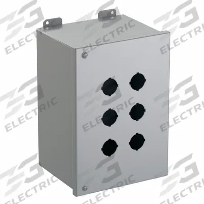 HAMMOND Push Button Enclosure: 30mm, 6 Holes, Carbon Steel - Enclosures for 30mm Operators