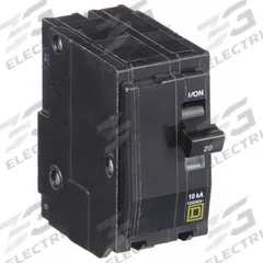 SQUARE D Miniature Circuit Breaker: 20 A, 120/240V AC, Single Phase, 10kA at 120/240V AC, 2 Poles (MPN QO220HID). Key specifications — Phase: Single; Amps: 20 A; AC Voltage Rating: 120/240V AC; Max. AIR Rating: 10kA at 120/240V AC; For Use With: QO Load Centers and NQ Panelboards; Brand: SQUARE D.