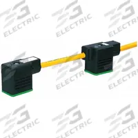 MURRELEKTRONIK Cordset: (2) DIN Form BI Female Right Angle x Bare Wire, 10 m Cable Lg, PUR, Yellow (MPN 7000-58101-0371000). Key specifications — Wire Size: 18 AWG; Brand: MURRELEKTRONIK; Cable Jacket Color: Yellow; IP Rating: IP67; DIN Connector Spacing: 100 mm.