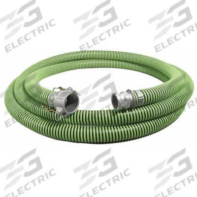CONTINENTAL Suction and Discharge Hose: 6 in Hose Inside Dia., 23 psi, Black/Green - Thermoplastic Rubber Water Suction & Discharge Hose Assemblies with Polyethylene Helix Reinforcement