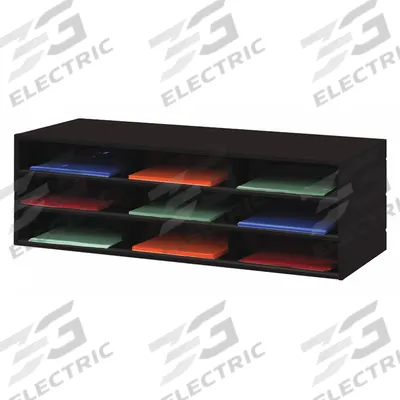 DURHAM MFG Literature Rack: Black, 9 Compartments, Includes Label Holders - Literature Sorters