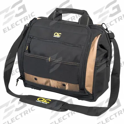 CLC Tool Bag: 7 in W x 13 in D x 13 in H, Black, Polyester, 30 Pockets, 20 Inside Pockets - Polyester Wide-Mouth Tool Bags