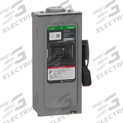 SCHNEIDER Safety Switch: Non-Fusible, 30 A, Three Phase, 600V AC/DC - Non-Fusible Safety Switches