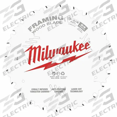 MILWAUKEE Circular Saw Blade: 7 1/4 in Blade Dia., 24 Teeth, 0.1 in Cut Wd - Wood-Cutting Blades