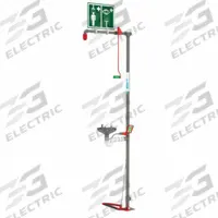 HUGHES SAFETY Shower with Eyewash: Floor Mnt, Uncovered, Stainless Steel Bowl, Galvanized Steel Pipe (MPN 18G85G). Key specifications — Brand: HUGHES SAFETY.