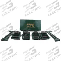 HILMAN ROLLERS Machine Roller Kit: 48,000 lb, 5 3/8 in Deck Ht, 5 7/8 in L x 5 7/8 in W, (4) Rollers (MPN KNRS-24-SLP). Key specifications — Top Plate Surface: Rubber Padded; Includes: (2) Handles; Brand: HILMAN ROLLERS; Color: Green.