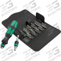 WERA Multi-Bit Screwdriver: Hex/Phillips/Pozidriv/Slotted/Torx Tip, 30 Tips, 6 1/2 in Overall Lg (MPN 05057113001). Key specifications — attr1205339: Torx BO Bits with Bore Hole: T10 + T15 + T20 + T25 + T30 + T40; attr1205303: WERA.