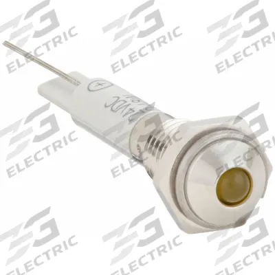 APPROVED VENDOR Raised Panel Light: 6 mm Panel Mounting Hole Dia, LED, Yellow, Raised Head - LED Indicator Pilot Lights