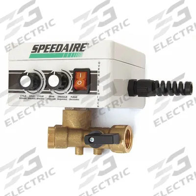 SPEEDAIRE Timed Electric Auto Drain Valve: 1/2 in NPT Pipe, 3/8 in Drain, 4 gpm