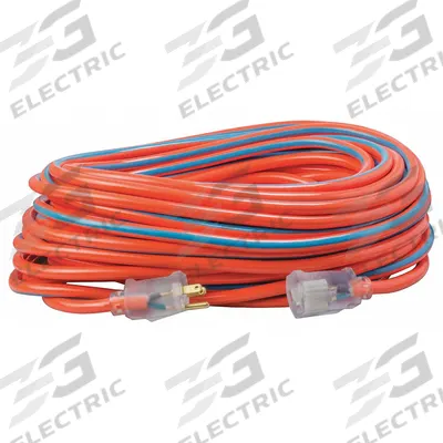 SOUTHWIRE Extension Cord: Outdoor Use, 100 ft Lg, Outlet, 5-15P, 12/3, SJTW, Blue/Orange - Outdoor Extension Cords with Single Outlet