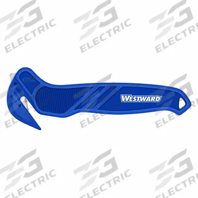 WESTWARD Hook-Style Safety Cutter: 6 5/8 in Overall Lg, Contoured Handle, Textured - Disposable Single-Hook Safety Cutters
