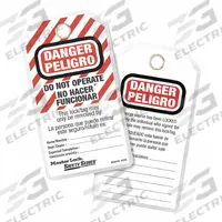 MASTER LOCK Danger Bilingual Tag: Danger, No Hacer Funcionar, Polyester, Write-On Surface, Danger (MPN 497AX)
