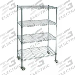 APPROVED VENDOR Wire Shelving Unit: 60 in x 24 in x 68 in, Dry, Split Sleeve, 4 Shelves, Silver (MPN 3TPC7). Key specifications — attr15738: Silver; attr14157: Zinc-Plated; attr14150: Dry; attr14159: Round; attr5304: 4; attr14155: (2) Swivel; attr14158: Steel; attr14156: Polymer.