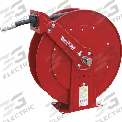 REELCRAFT Spring Return Hose Reel: 100 ft (1/2 in I.D.), 1/2 in MNPT, 3,000 psi Max Op Pressure - Dual-Arm Oil Spring-Return Hose Reels