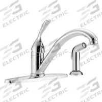 DELTA Low Arc Kitchen Faucet: Classic, Brass, Single-Post, Deck, 4 Mounting Holes, 1.8 gpm Flow Rate (MPN 400-DST). Key specifications — Series: Classic; Brand: DELTA.