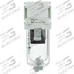 SMC Compressed Air Filter: Water Separator, 1/4 in NPT, 0.01 micron, 8.5 cfm, Plastic Bowl, AFD (MPN AFD30-N02C-Z-D). Key specifications — attr110055: AFD; attr110008: SMC.