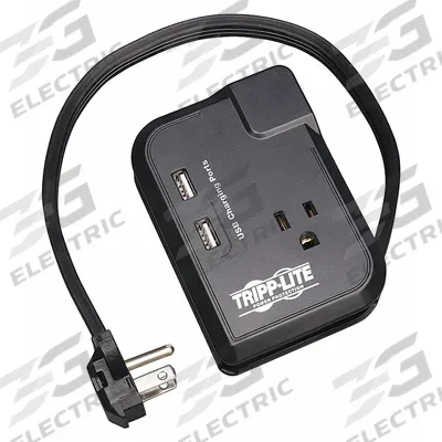 TRIPP LITE Outlet Strip: 3 Outlets, 1 ft Cord Lg, 540 J Rated Energy, 15 A Current - General Purpose Surge Protectors