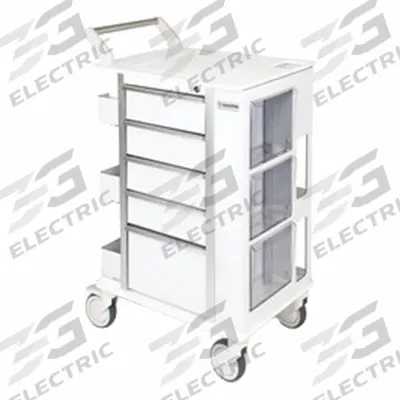 MARKETLAB Medical Procedure Cart: Aluminum, (2) Swivel/(2) Swivel with Brake, White - Medical Procedure Carts
