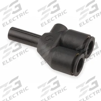 LEGRIS Push-Fit Wye Fitting: 1/4 in OD x 1/4 in OD x 1/4 in OD Size, 1 5/8 in Overall Lg - Nylon & Nickel-Plated Brass Tube Fittings