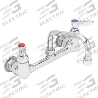 T&S BRASS Low Arc Kitchen/Bathroom Faucet: Brass, Centerset, Wall, 2 Mounting Holes - Widespread Kitchen Faucets
