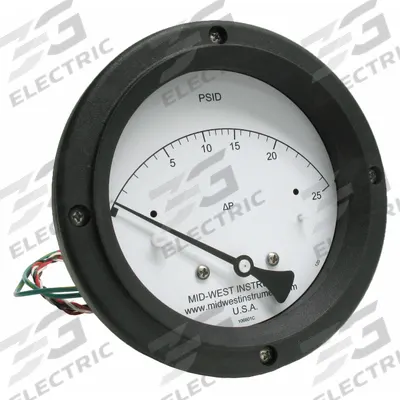 MIDWEST INSTRUMENT Differential Pressure Gauge & Switch: Back, 1/4 in NPT Female, 120 - Medium & High Operating Pressure Differential Gauges with Switch