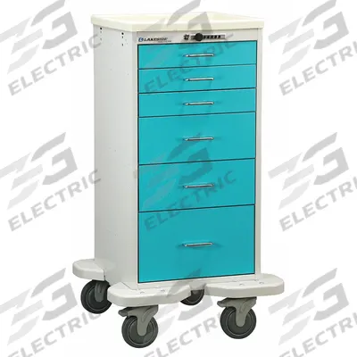 LAKESIDE Compact General Medical Supply Cart with Drawers: Steel - Compact General Medical Supply Carts with Drawers