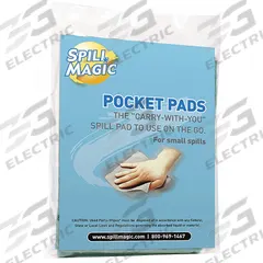 SPILL MAGIC Sorbent Pad: 5 oz Volume Absorbed Per Pad, 7 1/2 in x 5 in Pad Size (L x W), Bag, 30 PK (MPN 250P30). Key specifications — Brand: SPILL MAGIC; Perforated: Not Perforated; Color: Clear; Material: Plastic.