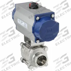 APPROVED VENDOR Pneumatically Actuated Two-Way Ball Valve: 2 in, 316 Stainless Steel, Clamp x Clamp (MPN 90C2.0C/100-5SC-XX). Key specifications — 3-A Compliance: Meets 3A Sanitary Standards; Average Surface Roughness (Ra): < 0.6 micron; Brand: APPROVED VENDOR; Pilot Solenoid Voltage: Not Included.