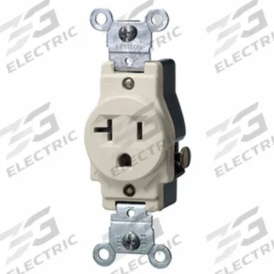 LEVITON Receptacle: Single, 5-20, Light Almond, 125V AC, 20 A, 2 Pole / 3 Wire (MPN 5801-T) - General Purpose Receptacles