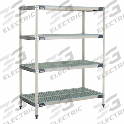 METRO Plastic Industrial Shelving: 18 in x 24 in, 62 in Overall Ht, 4 Shelves - Harsh-Environment Antimicrobial Stationary Plastic Shelving