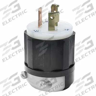 LEVITON Locking Plug: Non-NEMA, Black/White, 125/250V AC, 20 A, 3 Pole - General Purpose Plugs