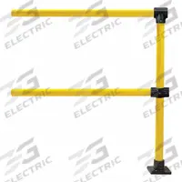 HOLLAENDER Handrail Extension: Toe Board Not Included, 5 in x 5 in, Floor Mounted Rail Mounting (MPN 50321). Key specifications — Product Type: Handrail Extension; Brand: HOLLAENDER; Color: Yellow; Handrail Shape: Round; Material: Steel; Number of Rail Levels: 2; Rail Mounting Style: Floor Mounted.