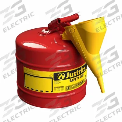 JUSTRITE TYPE I SAFETY CAN: For Use With Flammables, 5 gal Capacity, Includes Funnel - Flammable Liquids Safety Cans