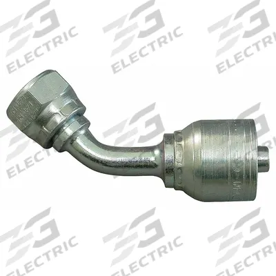 AEROQUIP Hydraulic Crimp Fitting: Steel x Steel, 45° Elbow, -4 For Hose Dash Size - Aeroquip Crimp Hydraulic Hose Fittings with Metric Connection