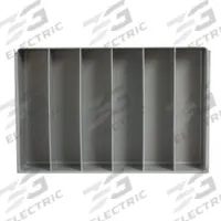 Compartment Drawer Insert: 18 in x 12 in x 3 in, 2 13/16 in x 11 21/32 in, 6 Compartments, Gray (MPN 124-95-06/VERT-IND). Key specifications — Color: Gray; Compartment HxWxD: (6) 2-13/16 in x 11-21/32 in; Removable Dividers: No; Compatible Manufacturer Model Number: 123-95; Brand: DURHAM MFG.