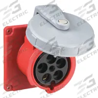 HUBBELL Pin and Sleeve Receptacle: Red, 277/480V AC, Three Phase, 100 A, 4 Pole, 5 Wire (MPN HBL5100R7W). Key specifications — Brand: HUBBELL.